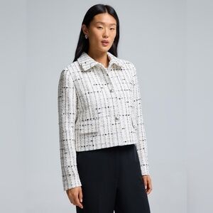 Zara Cream Tweed Blazer with Black Flecks